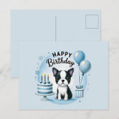 Boston Terrier Birthday Postc– Cute Dog Greeting C Briefkaart (Voorkant / Achterkant)