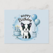 Boston Terrier Birthday Postc– Cute Dog Greeting C Briefkaart (Voorkant)