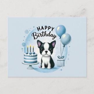 Boston Terrier Birthday Postc– Cute Dog Greeting C Briefkaart