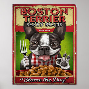 Boston Terrier Bked Beans Decor   Cooking Gift Poster