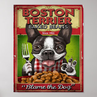Boston Terrier Bked Beans Decor | Cooking Gift Poster