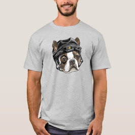 Boston Terrier Black Hockey Helmet T-shirt