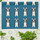 Boston Terrier blauw Theedoek (Gevouwen)
