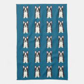 Boston Terrier blauw Theedoek (Verticaal)
