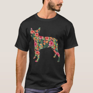 Boston Terrier Bloem Grappige Hond Silhouet Bloems T-shirt