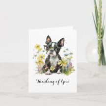 Boston Terrier Bloemen Bril Denken aan jou