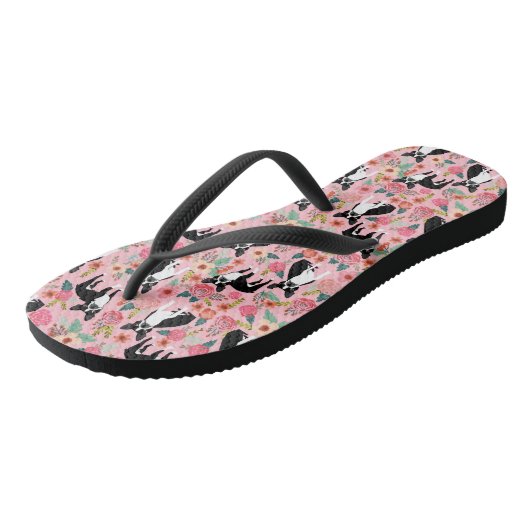 Boston Terrier Bloemen Schoenen - hondenbloemen Teenslippers (Schuin)