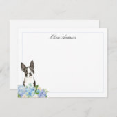 Boston Terrier Blue Hydrangea gepersonaliseerd Notitiekaartje (Voorkant / Achterkant)