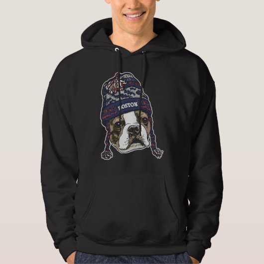 Boston Terrier Blue Sports Beanie Hoodie (Voorkant)