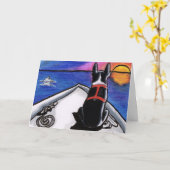 Boston Terrier Boat Sunset Custom Kaart (Gele Bloem)