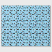 Boston Terrier Bosties Blue Pattern Cadeaupapier (Vlak)