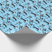 Boston Terrier Bosties Blue Pattern Cadeaupapier (Hoek)
