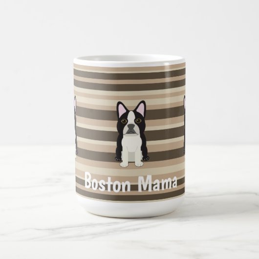 Boston Terrier, Boston Mama Neutrale gestreepte Koffiemok (Center)