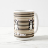 Boston Terrier, Boston Mama Neutrale gestreepte Koffiemok (Voorkant rechts)