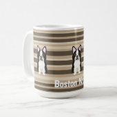 Boston Terrier, Boston Mama Neutrale gestreepte Koffiemok (Voorkant links)
