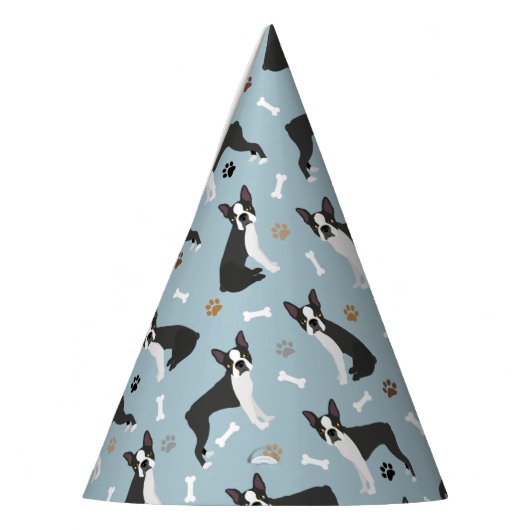 Boston Terrier Botten and Paws Feesthoedjes (Links)