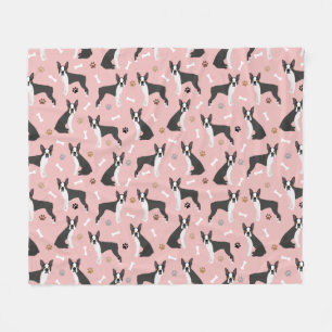 Boston Terrier Botten and Paws Fleece Blanket