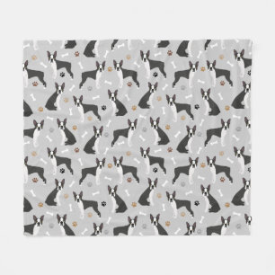Boston Terrier Botten and Paws Fleece Blanket Deken