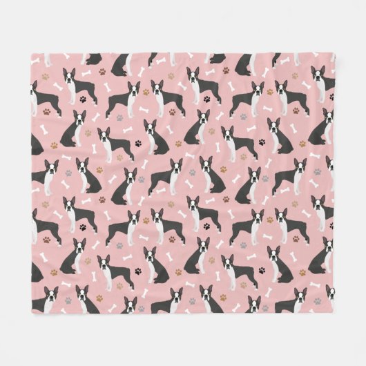 Boston Terrier Botten and Paws Fleece Blanket Deken (Voorkant (Horizontaal))