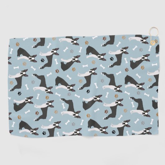 Boston Terrier Botten and Paws Golfhanddoek (Horizontaal)