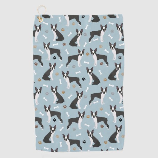 Boston Terrier Botten and Paws Golfhanddoek (Voorkant)