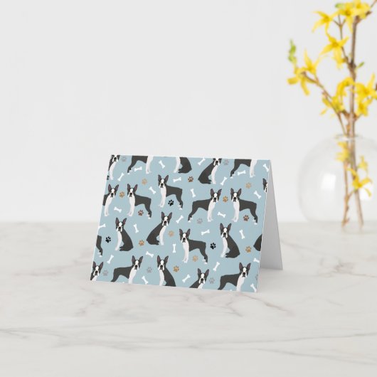 Boston Terrier Botten and Paws Kaart (Gele Bloem)