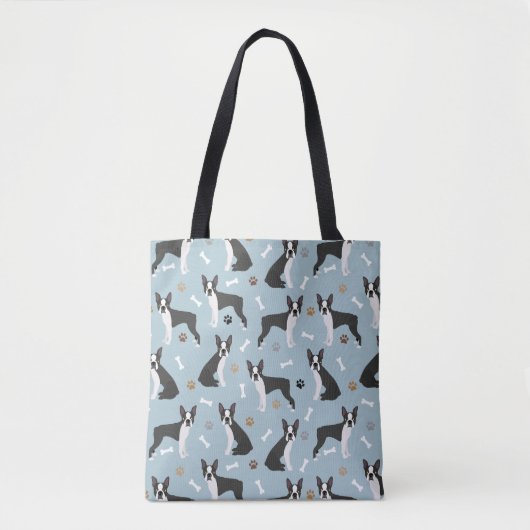 Boston Terrier Botten and Paws Tote Bag (Voorkant)