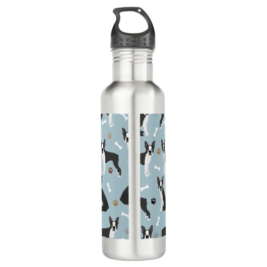 Boston Terrier Botten and Paws Waterfles (Achterkant)