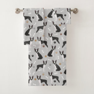 Boston Terrier Botten en Paws Bath Towel Set Bad Handdoek