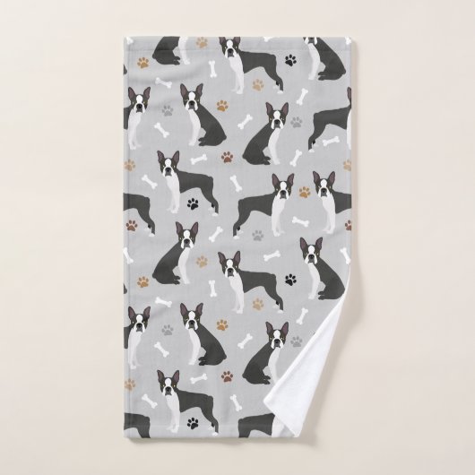 Boston Terrier Botten en Paws Bath Towel Set Bad Handdoek (Handdoek)