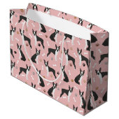 Boston Terrier Botten en Paws Large Gift Bag Groot Cadeauzakje (Achterkant Gekanteld)