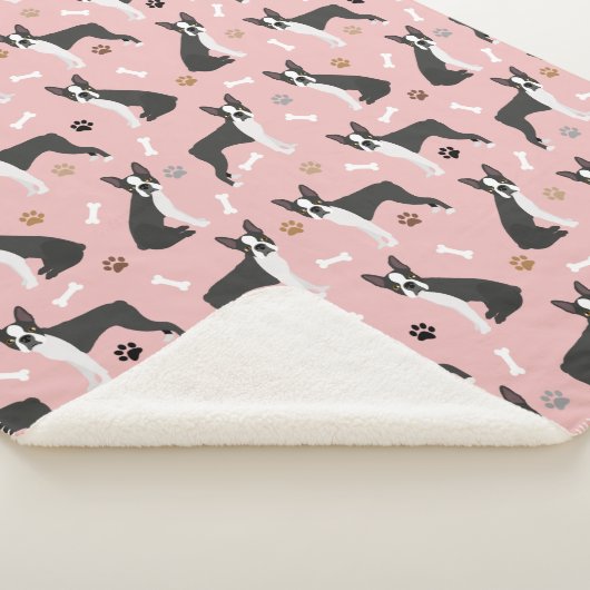 Boston Terrier Botten en Paws Sherpa Blanket Sherpa Deken (3/4)