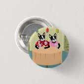 Boston Terrier Boy & Girl Ronde Button 3,2 Cm (Voorkant /achterkant)