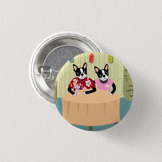 Boston Terrier Boy & Girl Ronde Button 3,2 Cm (Voorkant /achterkant)
