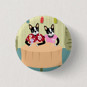 Boston Terrier Boy & Girl Ronde Button 3,2 Cm