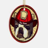 Boston Terrier Brandweerman Keramisch Ornament (Rechts)