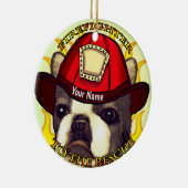 Boston Terrier Brandweerman Keramisch Ornament (Rechts)