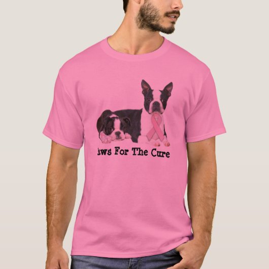 Boston Terrier Breast Cancer Unisex T-Shirt (Voorkant)