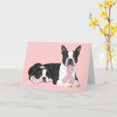 Boston Terrier Breast Cancer Wenskaart Kaart (Gele Bloem)