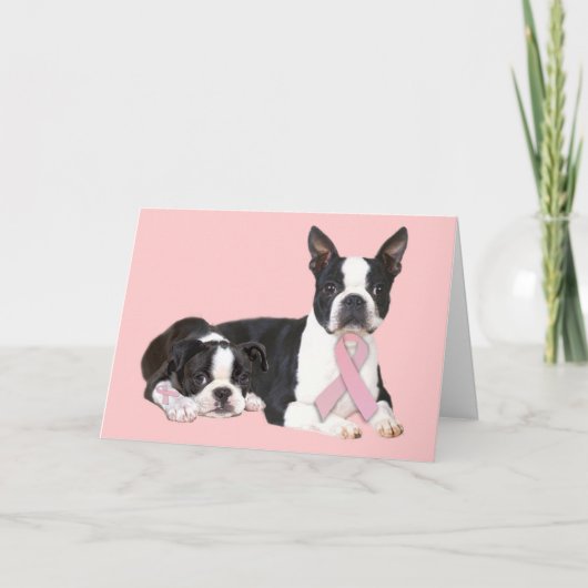 Boston Terrier Breast Cancer Wenskaart Kaart (Voorkant)