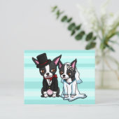 Boston Terrier Bride en bruidegom Briefkaart (Staand voorkant)