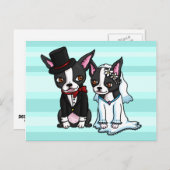 Boston Terrier Bride en bruidegom Briefkaart (Voorkant / Achterkant)