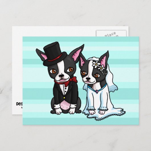 Boston Terrier Bride en bruidegom Briefkaart (Voorkant / Achterkant)