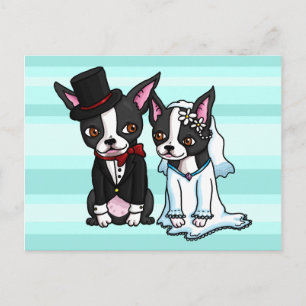 Boston Terrier Bride en bruidegom Briefkaart