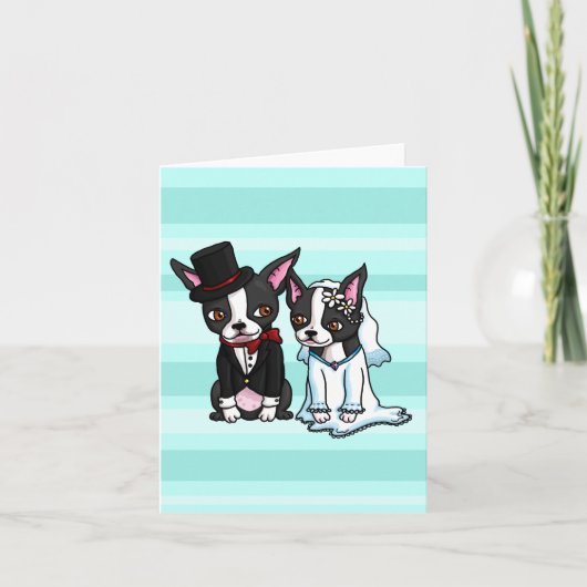 Boston Terrier Bride en bruidegom Kaart (Voorkant)