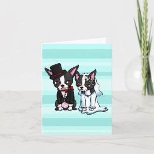 Boston Terrier Bride en bruidegom Kaart