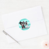 Boston Terrier Bride en bruidegom Ronde Sticker (Envelop)