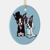 Boston Terrier Bride en Groom Keramisch Ornament (Rechts)