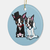 Boston Terrier Bride en Groom Keramisch Ornament (Links)