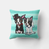 Boston Terrier Bride en Groom Kussen (Achterkant)